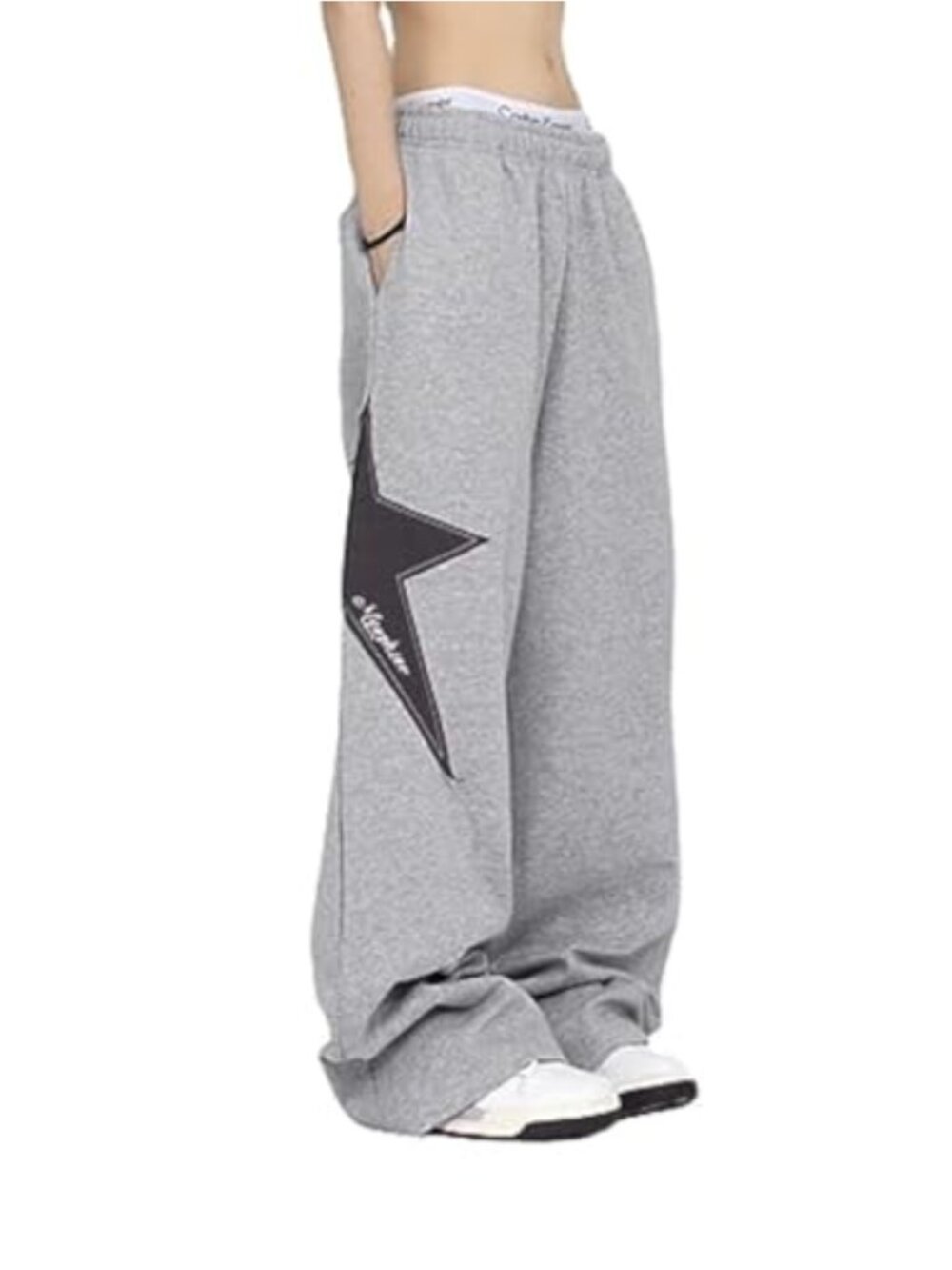 Women's Loose Wide Leg Sweatpants Drawstring Waist Y2k Star Print Joggers